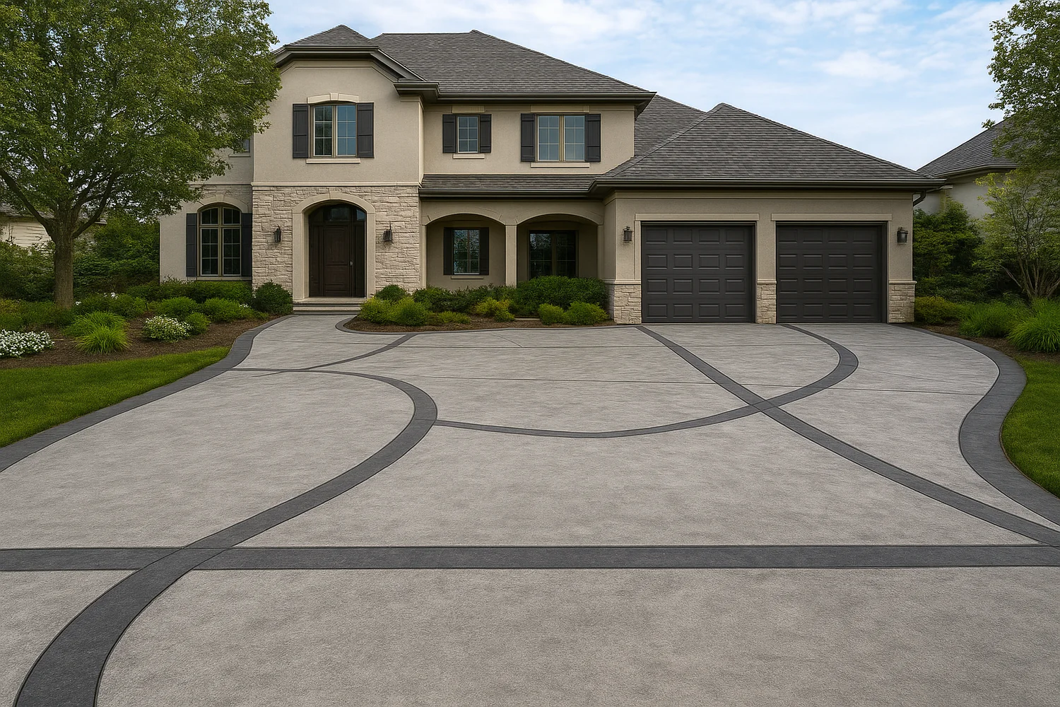 Custom concrete driveway design by Rockwood Custom Concrete